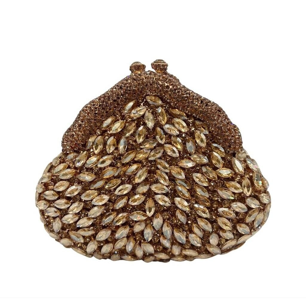 Lustrous Muse Marquise Crystal Kiss Lock Pouch