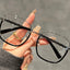 Luxury Chain Large Square Prescription Glasses W17279 - Matte Black Silver C1