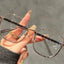 Luxury Chain Large Square Prescription Glasses W17279 - Ouni Gray Gold C6
