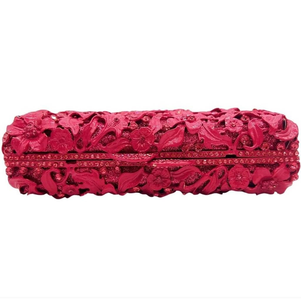 Magenta Garden Enamel Hollow Floral Clutch - View 3