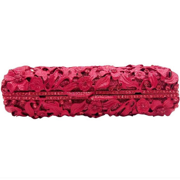 Magenta Garden Enamel Hollow Floral Clutch - View 3