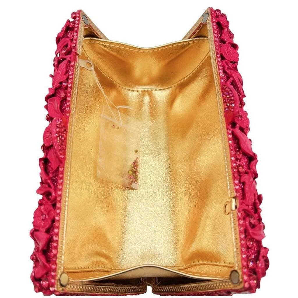 Magenta Garden Enamel Hollow Floral Clutch - View 4