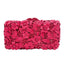 Magenta Garden Enamel Hollow Floral Clutch - Rose Red