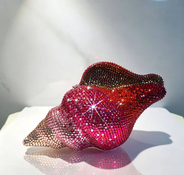 Marina Spiral Shell Rhinestone Clutch - Wine Red