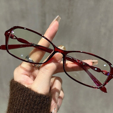 Narrow Rectangular TR90 Glasses Frame W19328 - Cherry Red