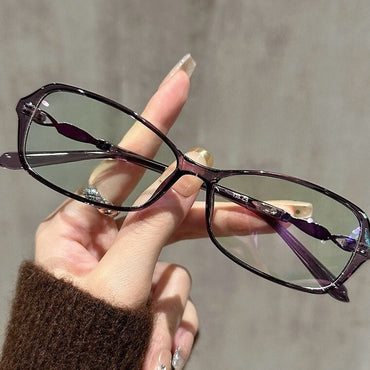 Narrow Rectangular TR90 Glasses Frame W19328 - Grayish Purple