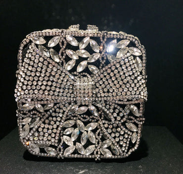 Noelle Bow Gift Box Clutch - Black