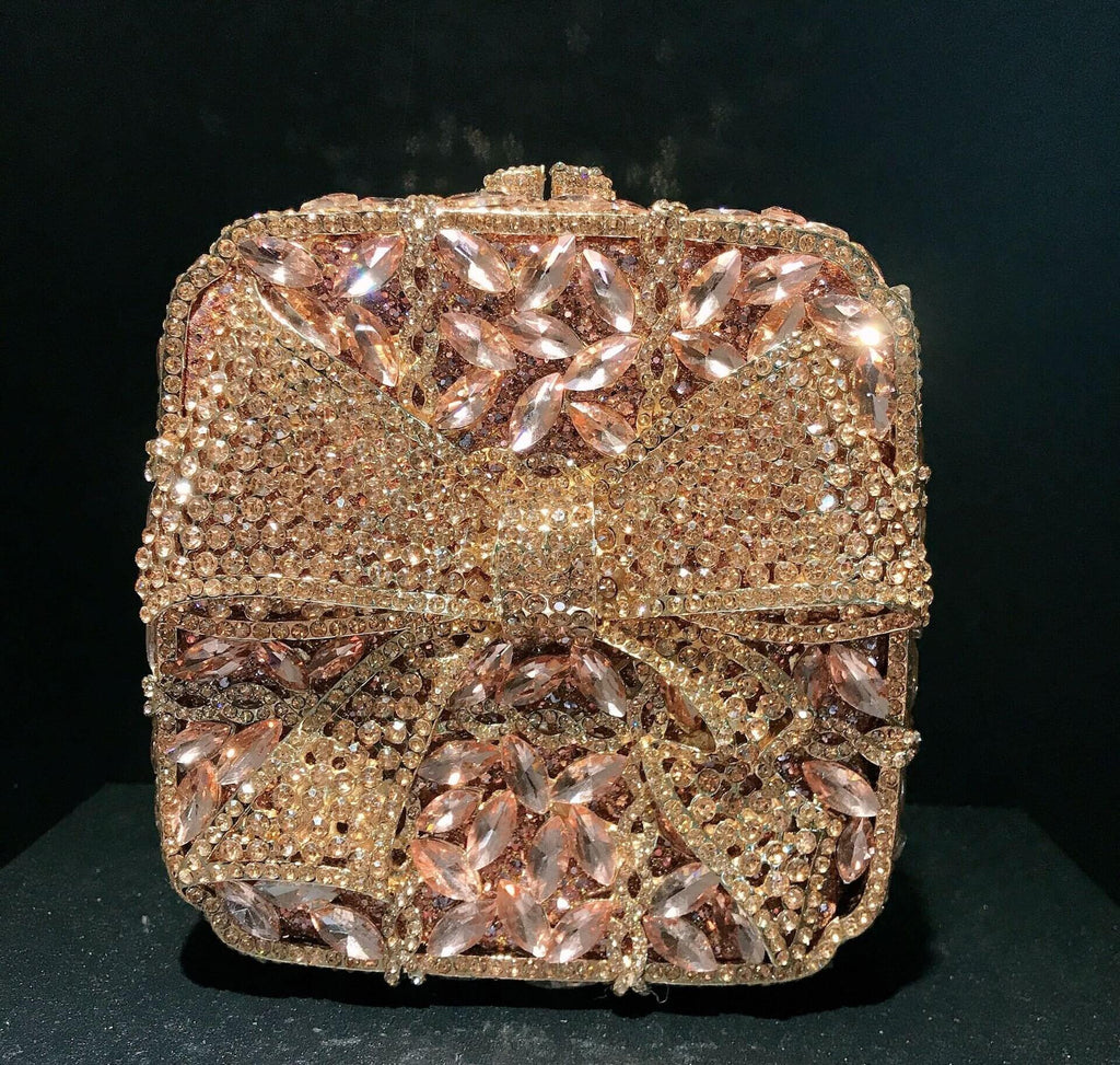 Noelle Bow Gift Box Clutch - Champagne