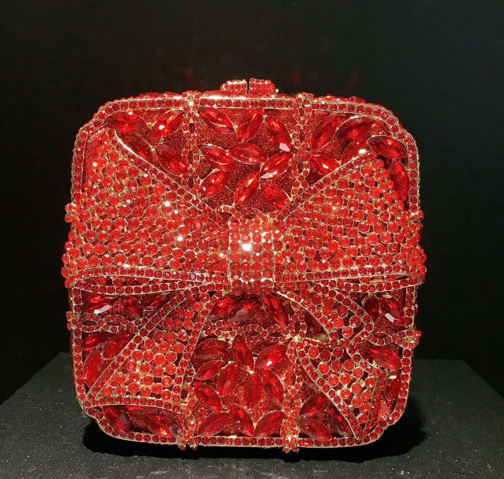 Noelle Bow Gift Box Clutch - Red