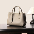 Stylish women's leather office tote on desk