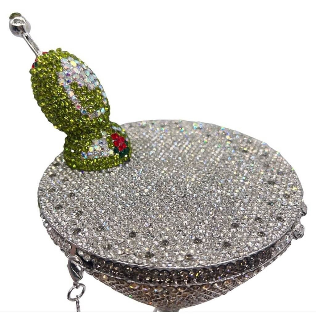 Olive Serenade Martini Rhinestone Clutch - View 2