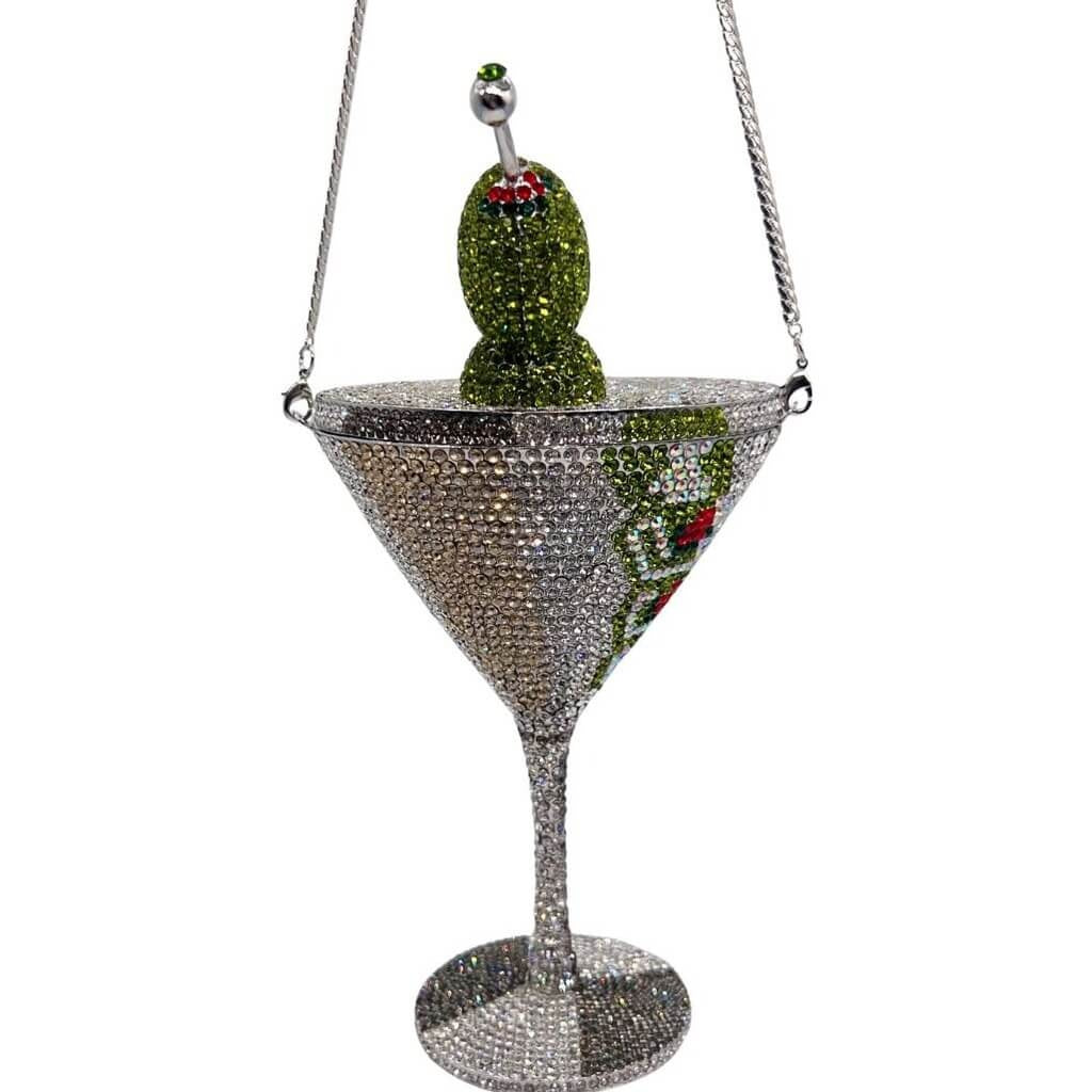 Olive Serenade Martini Rhinestone Clutch - View 3