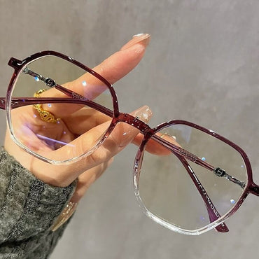 Oversized Geometric Gradient Eyeglasses Frame W18283 - Coral Red C40