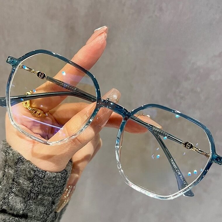 Oversized Geometric Gradient Eyeglasses Frame W18283 - Romantic Peacock Blue