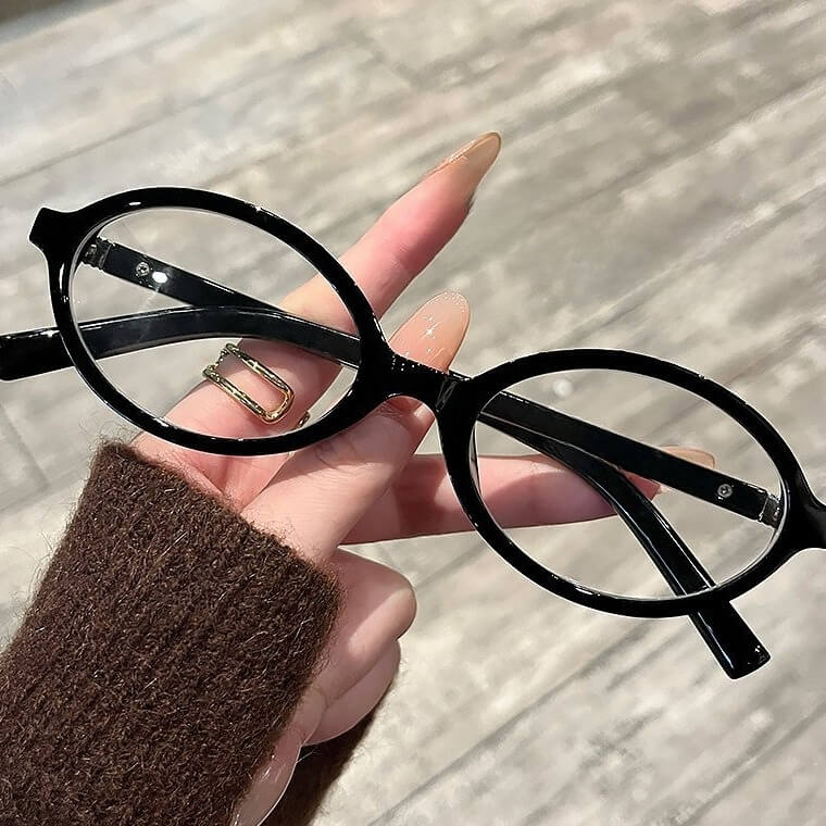 Oversized Oval TR90 Glasses Frame W18213 - Jazz Bright Black C1