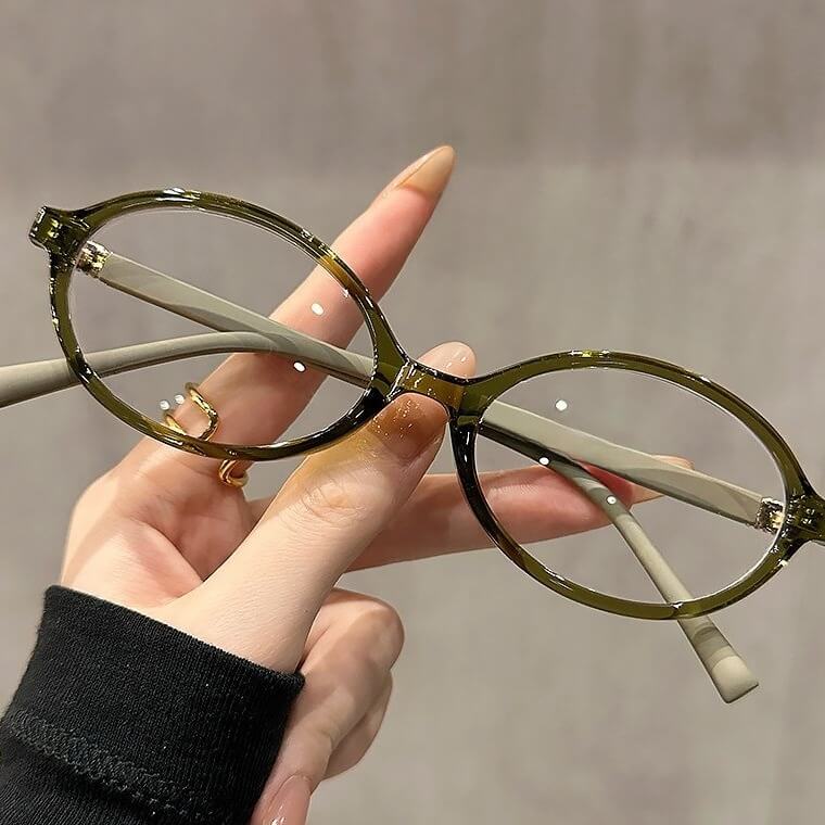 Oversized Oval TR90 Glasses Frame W18213 - Lotus Leaf Green Wave
