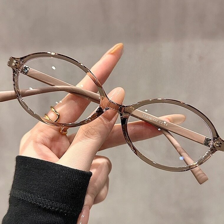 Oversized Oval TR90 Glasses Frame W18213 - Oolong Milk Tea