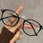 Oversized Round TR90 Prescription Glasses W17351 - Black Silver C2