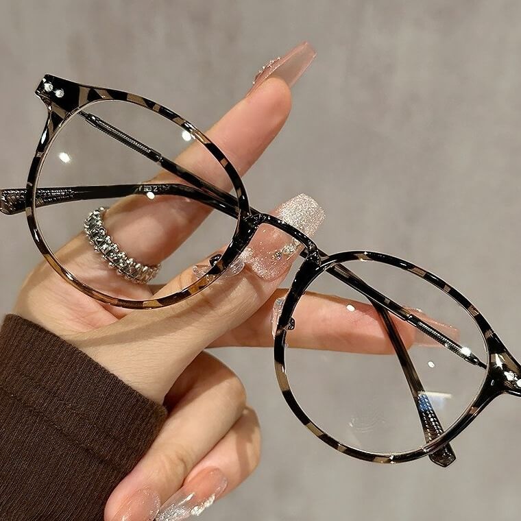 Oversized Round TR90 Prescription Glasses W17351 - Gray Tortoiseshell C8