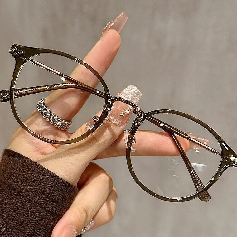 Oversized Round TR90 Prescription Glasses W17351 - Olive Green C7