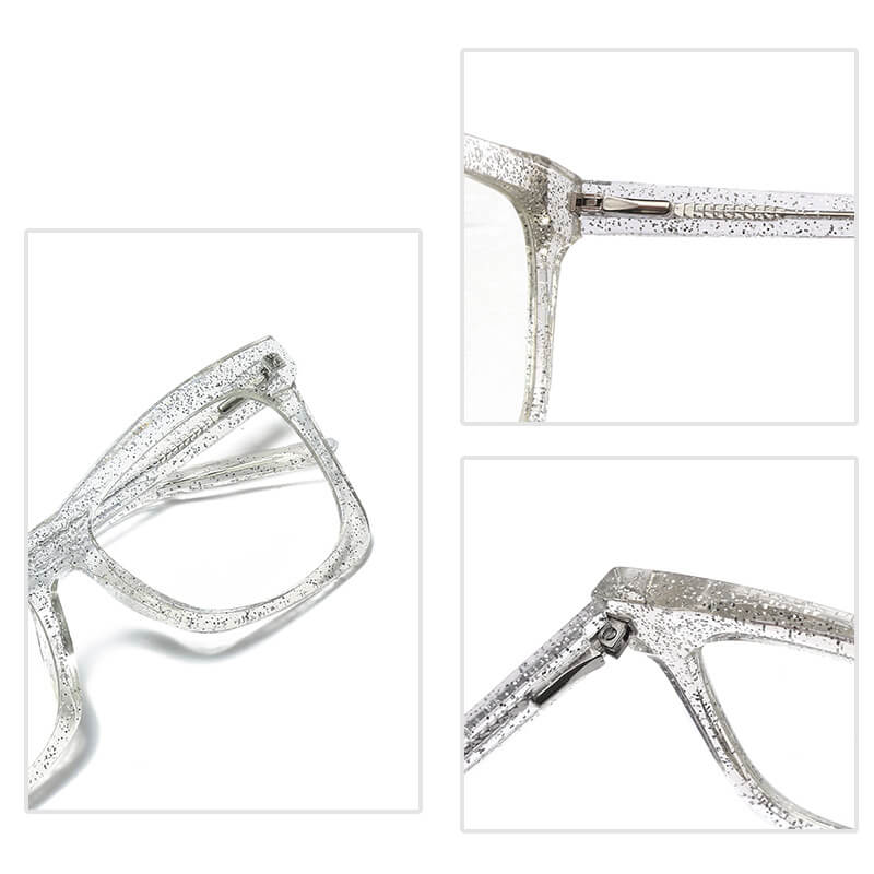 WAAMII Oversized Square Blue Light Glasses Glitter 18042
