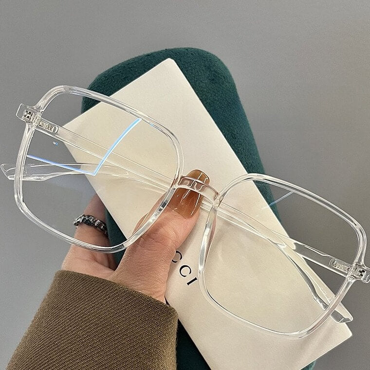 Oversized TR90 Square Eyeglasses  W17262 - Diamond Translucent White