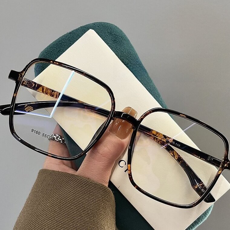 Oversized TR90 Square Eyeglasses  W17262 - Dousi Tortoiseshell