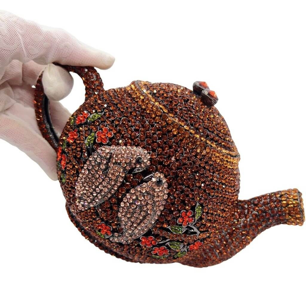 Parrot Teapot Novelty Crystal Party Purse - View 3