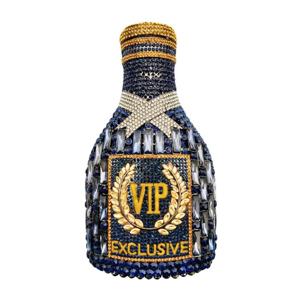 Privé Champagne Bottle Clutch - Dark Blue
