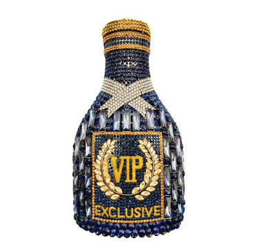 Privé Champagne Bottle Clutch - Dark Blue