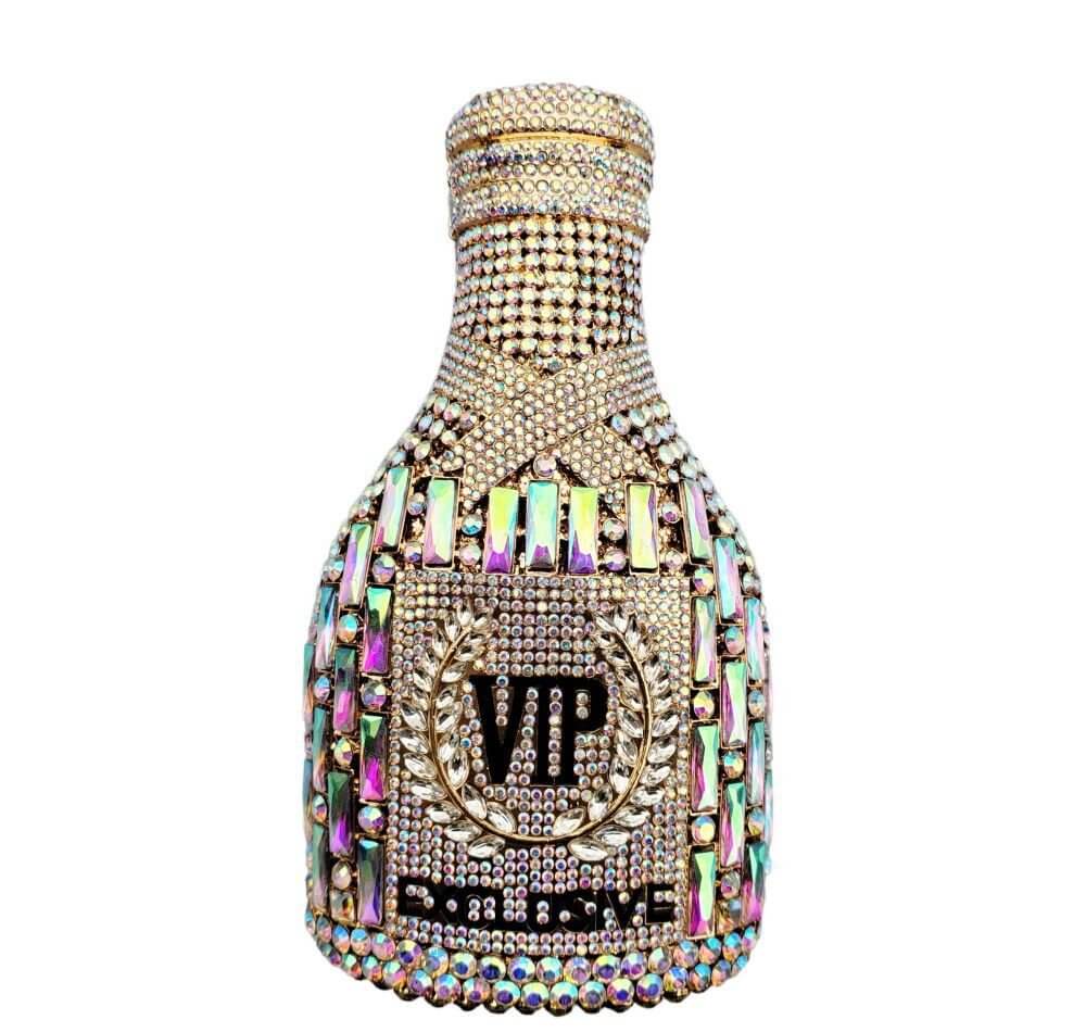 Privé Champagne Bottle Clutch - Holographic Gold