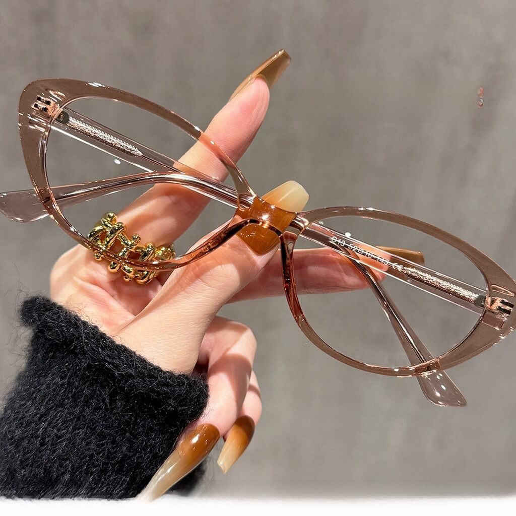 Retro Cat-Eye TR90 PrescriptionGlasses Frame W18114 - Cold Light Tea C13