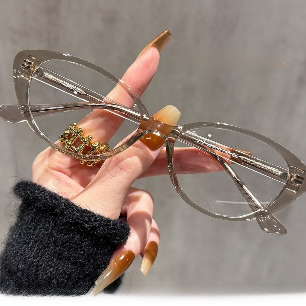 Retro Cat-Eye TR90 PrescriptionGlasses Frame W18114 - Khaki White C12