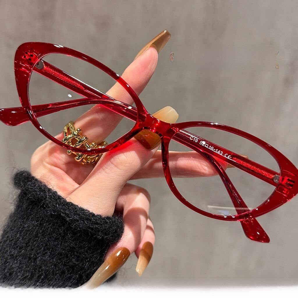Retro Cat-Eye TR90 PrescriptionGlasses Frame W18114 - Rotten Tomato Red