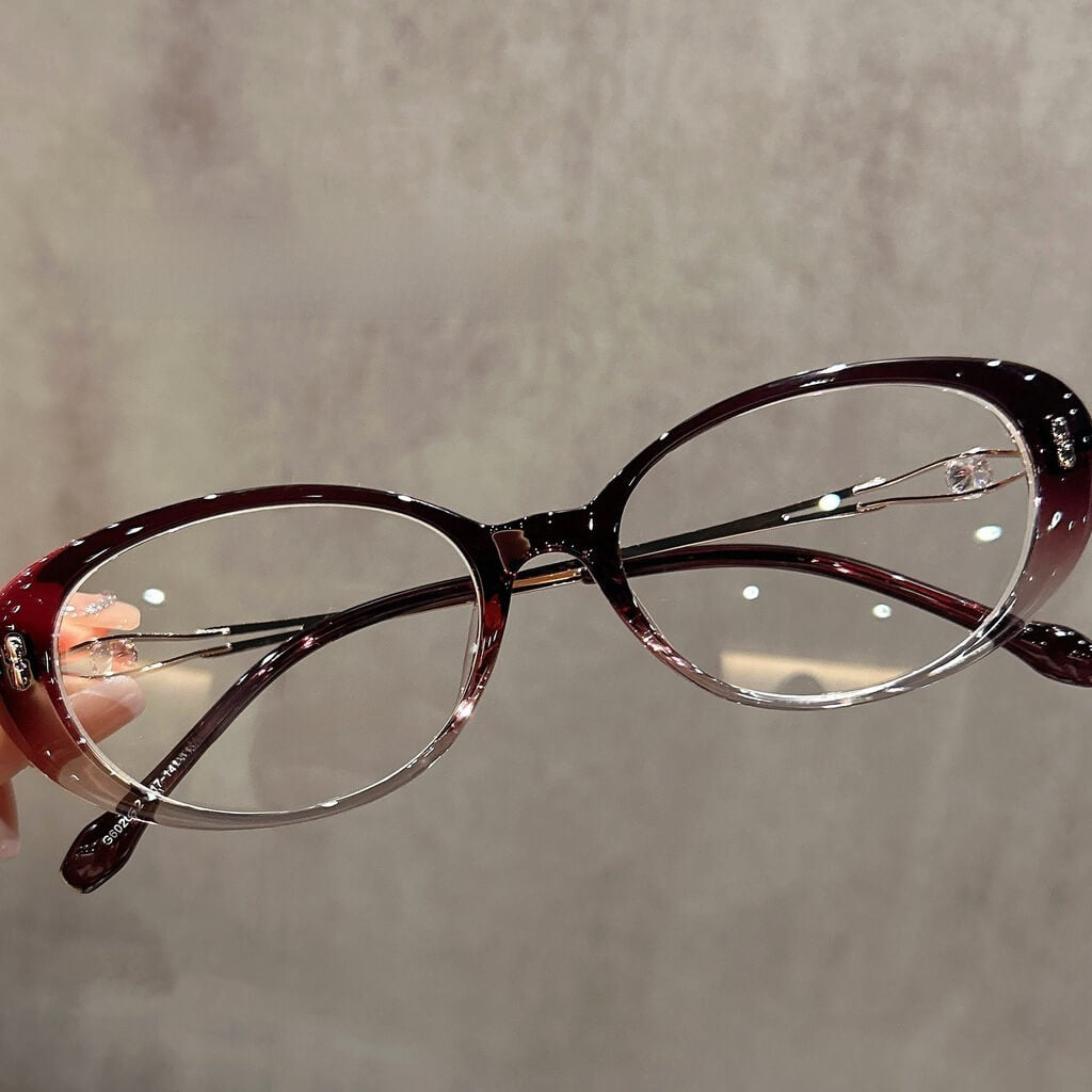 Retro Oval TR90 Alloy Prescription Glasses W17231 - Gradual Wine Red