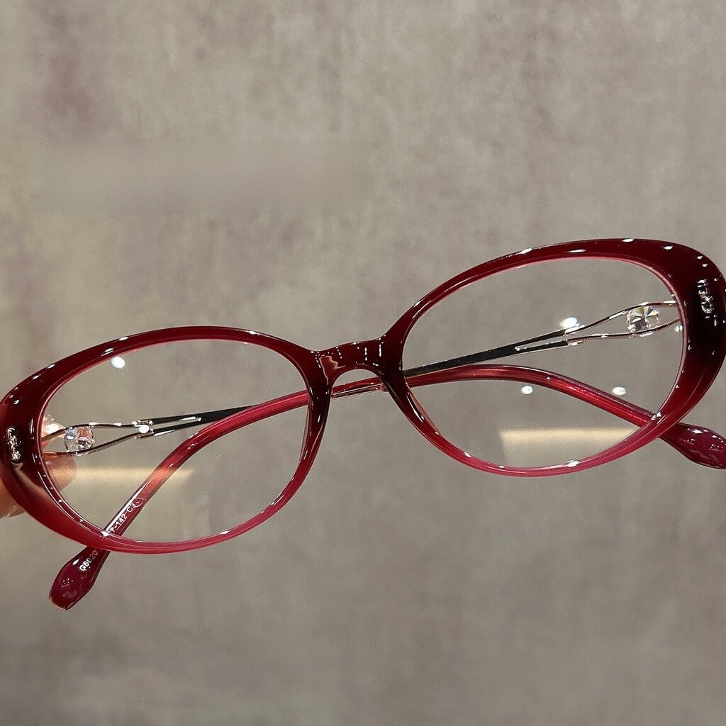 Retro Oval TR90 Alloy Prescription Glasses W17231 - Korean Red