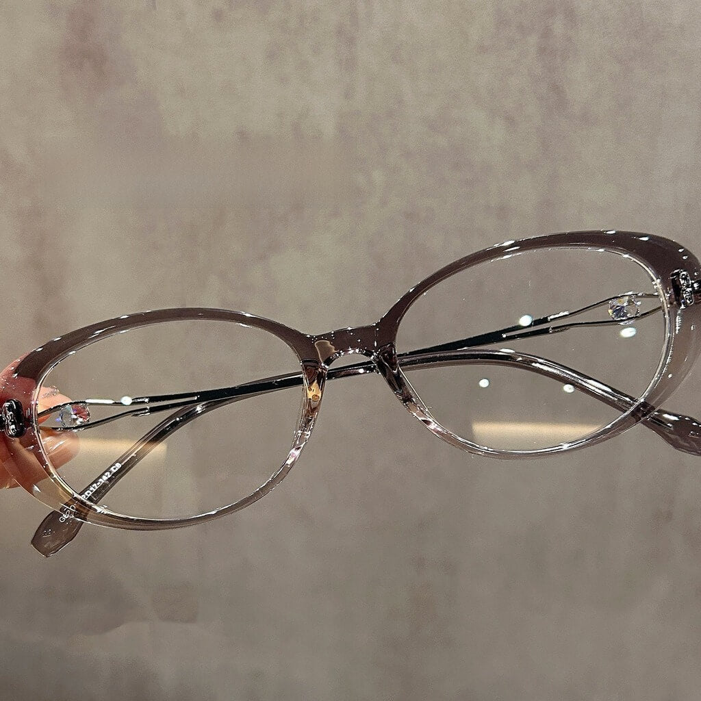 Retro Oval TR90 Alloy Prescription Glasses W17231 - Translucent, Fading Gray