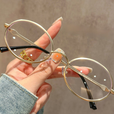 Retro Oval Wire Prescription Glasses W18267 - Gold Frame Black Legs