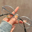 Retro Oval Wire Prescription Glasses W18267 - Silver Frame, Black Legs