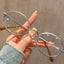 Retro Oval Wire Prescription Glasses W18267 - Silver Framed Tea Legs