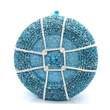 Rhinestone Crystal Unique Round Clutch - Lake blue - Luxury bags by WAAMII