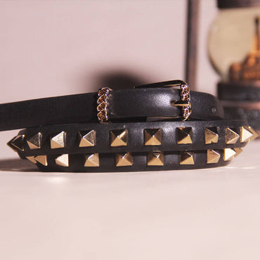Ceinture Punk à Boucle Décorée à Rivets Multiples-WB7041