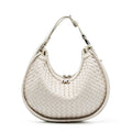 Diana Braided Leather Crescent Crossbody - White - Luxury bags by WAAMII