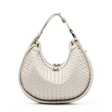Diana Braided Leather Crescent Crossbody - White - Luxury bags by WAAMII