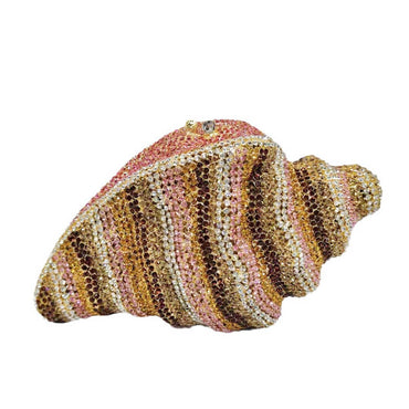 Crystal Conch Shape Minaudiere - Gold Coffee - Luxury bags by WAAMII