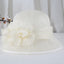 White Sinamay summer derby hat with flower accents and veil