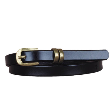Vintage Gold Buckle Thin Leather Belt for Women – Dress & Skirt Accessory