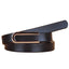 Elegant Thin Leather Belt with Silver U Buckle