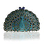 Luxuriöse Clutch mit Strasssteinen und Pfauenmotiv