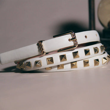 Ceinture Punk à Boucle Décorée à Rivets Multiples-WB7041